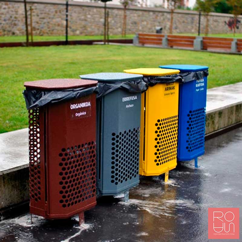 Paperera de reciclatge exterior amb tapa per 1, 2, 3 o 4 fraccions